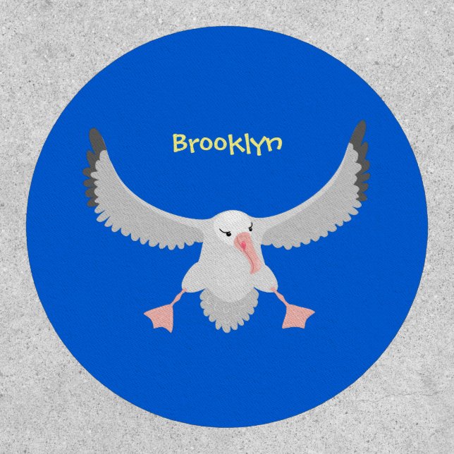 Cute albatross bird flying cartoon illustration patch (Front)