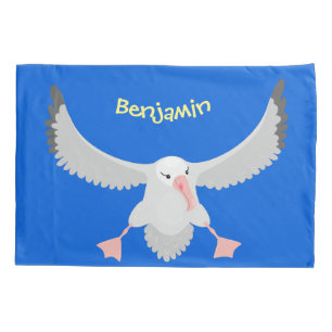 Cute albatross bird flying cartoon illustration pillow case