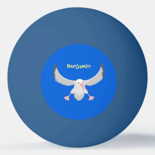Cute albatross bird flying cartoon illustration ping pong ball