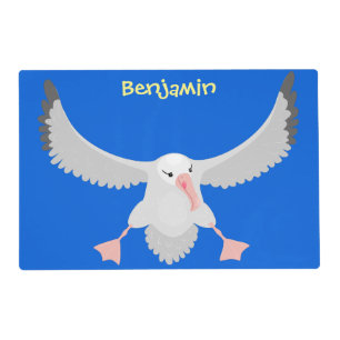 Cute albatross bird flying cartoon illustration placemat