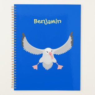 Cute albatross bird flying cartoon illustration planner