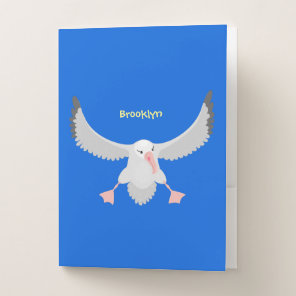 Cute albatross bird flying cartoon illustration pocket folder