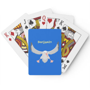 Cute albatross bird flying cartoon illustration poker cards
