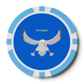 Cute albatross bird flying cartoon illustration poker chips