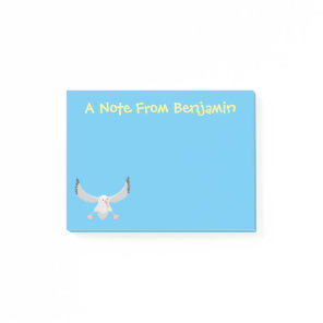 Cute albatross bird flying cartoon illustration post-it notes