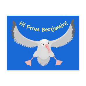 Cute albatross bird flying cartoon illustration postcard