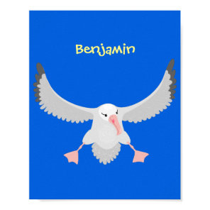 Cute albatross bird flying cartoon illustration poster