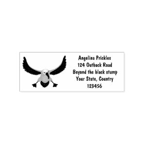 Cute albatross bird flying cartoon illustration ru rubber stamp