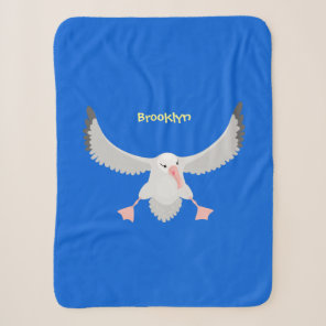 Cute albatross bird flying cartoon illustration sherpa blanket