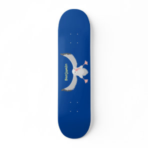 Cute albatross bird flying cartoon illustration skateboard