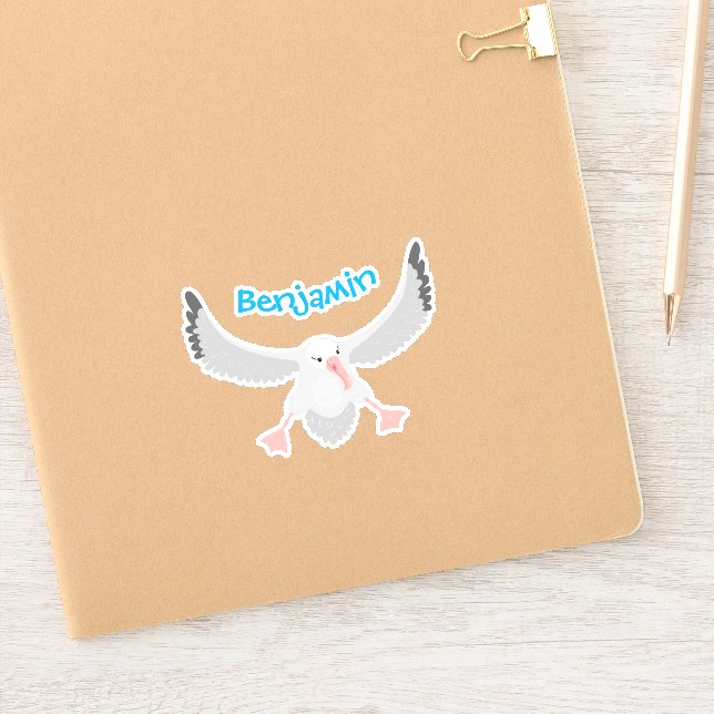 Cute albatross bird flying cartoon illustration sticker (Notebook)