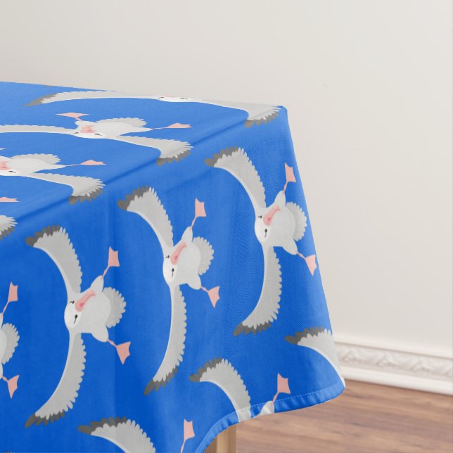 Cute albatross bird flying cartoon illustration tablecloth (In Situ)