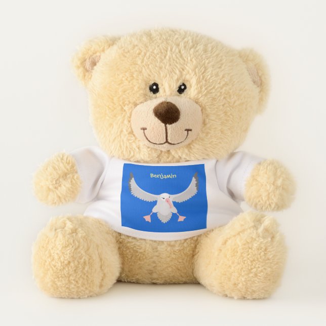 Cute albatross bird flying cartoon illustration  teddy bear (Front)