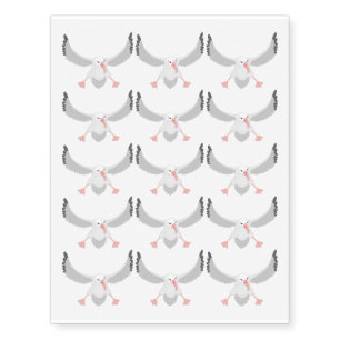 Cute albatross bird flying cartoon illustration temporary tattoos