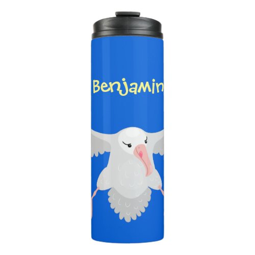 Cute albatross bird flying cartoon illustration thermal tumbler