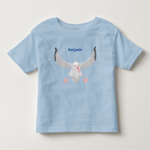 Cute albatross bird flying cartoon illustration toddler t_shirt