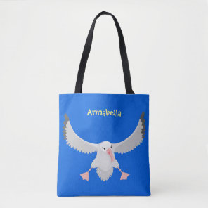 Cute albatross bird flying cartoon illustration tote bag