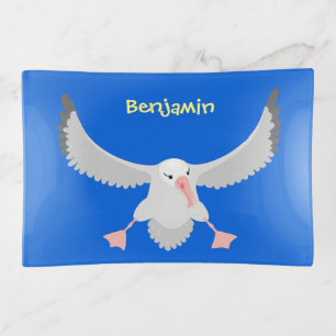 Cute albatross bird flying cartoon illustration trinket tray