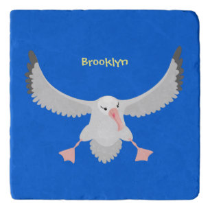Cute albatross bird flying cartoon illustration trivet