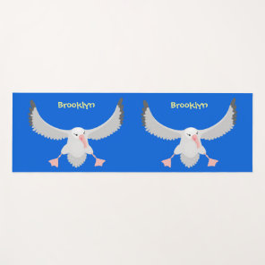 Cute albatross bird flying cartoon illustration yoga mat