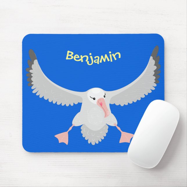 Cute albatross bird flying cartoon mouse pad (With Mouse)