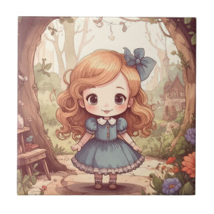 Cute Alice Adventures Wonderland Woodland Art Ceramic Tile