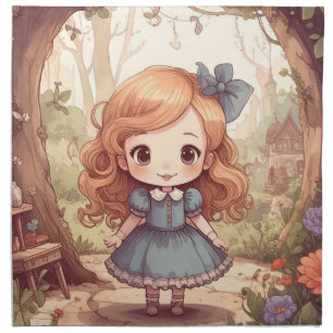 Cute Alice Adventures Wonderland Woodland Art Cloth Napkin