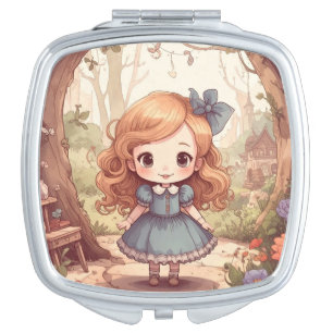 Cute Alice Adventures Wonderland Woodland Art Compact Mirror