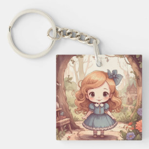Cute Alice Adventures Wonderland Woodland Art Keychain