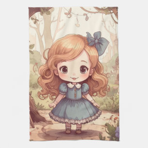Cute Alice Adventures Wonderland Woodland Art Kitchen Towel