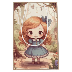 Cute Alice Adventures Wonderland Woodland Art Medium Gift Bag