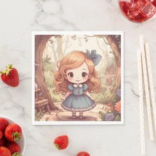 Cute Alice Adventures Wonderland Woodland Art Napkins