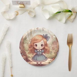 Cute Alice Adventures Wonderland Woodland Art Paper Plates