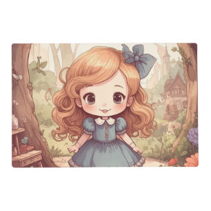 Cute Alice Adventures Wonderland Woodland Art Placemat