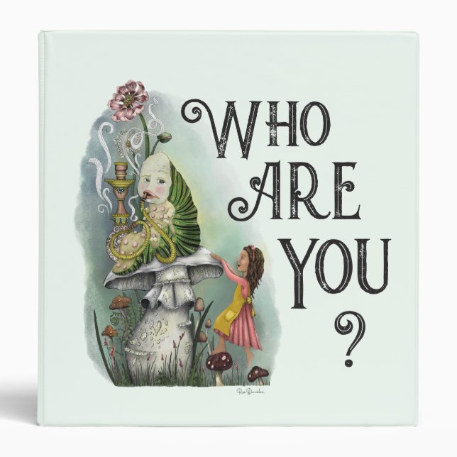 Cute Alice in Wonderland and the Caterpillar Art 3 Ring Binder (Front)