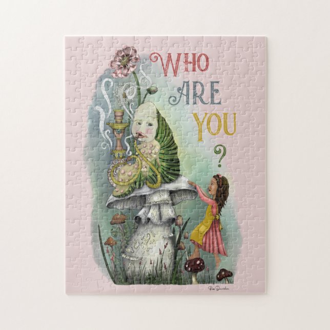 Cute Alice in Wonderland and the Caterpillar Art J Jigsaw Puzzle (Vertical)