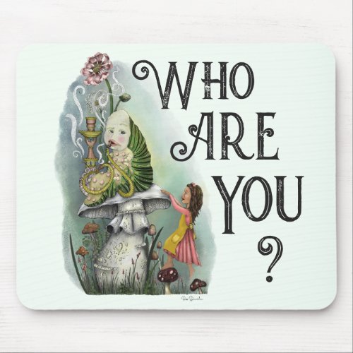 Cute Alice in Wonderland and the Caterpillar Art Mouse Pad