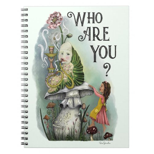 Cute Alice in Wonderland and the Caterpillar Art Notebook