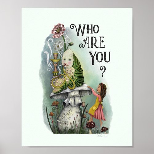 Cute Alice in Wonderland and the Caterpillar Art Poster