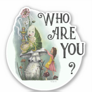Cute Alice in Wonderland and the Caterpillar Art Sticker