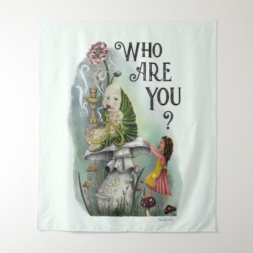 Cute Alice in Wonderland and the Caterpillar Art Tapestry