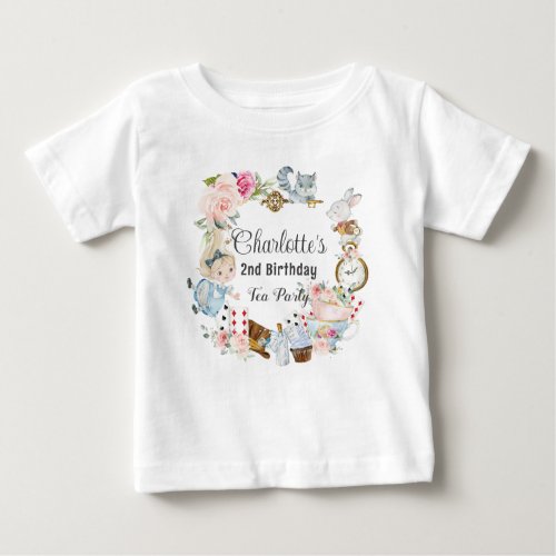 Cute Alice in Wonderland Birthday Tea Party Baby T_Shirt