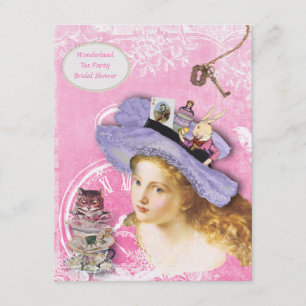 Cute Alice in Wonderland Collage Bridal Shower Invitation
