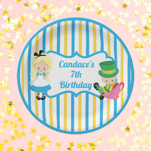 Cute Alice in Wonderland Kids Birthday Party Paper Plates