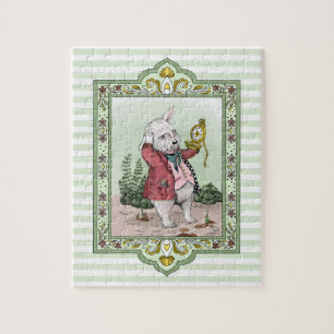 Cute Alice in Wonderland Late White Rabbit Art Jigsaw Puzzle