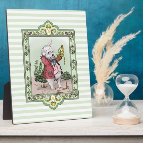 Cute Alice in Wonderland Late White Rabbit Art Plaque