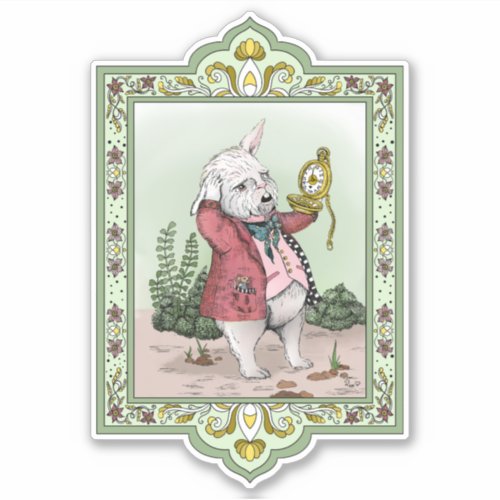 Cute Alice in Wonderland Late White Rabbit Art Sticker