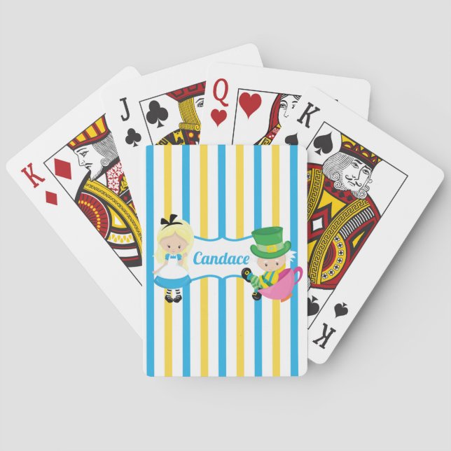 Cute Alice in Wonderland Personalized Kids Poker Cards (Back)