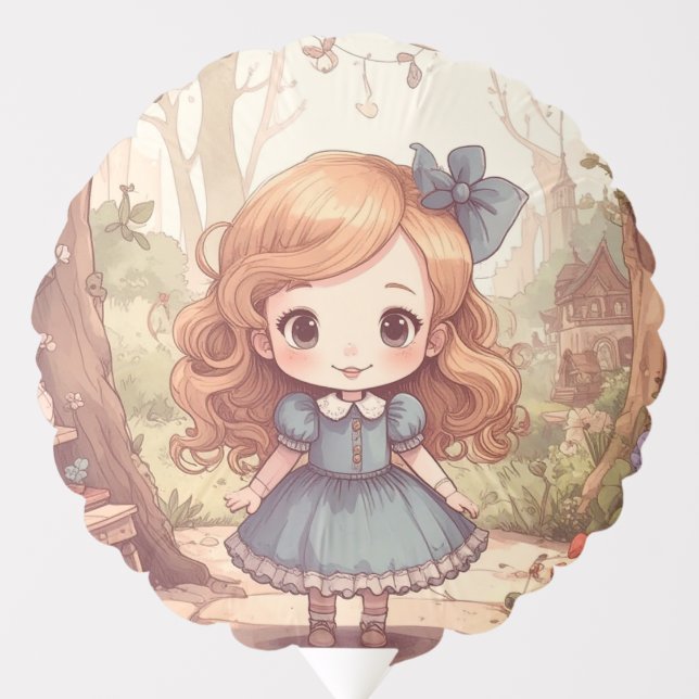 Cute Alice in Wonderland Whimsical Woodland Art Balloon (Front)