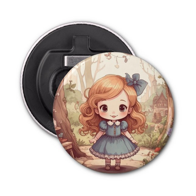 Cute Alice in Wonderland Whimsical Woodland Art Bottle Opener (Front)